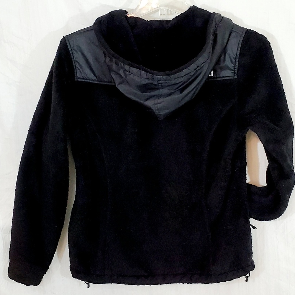 North Face Black Fleece Jacket With Hood Zip Sz M - Picture 3 of 8